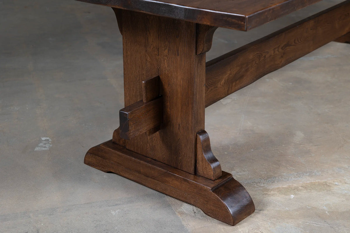 Donkere eikenhouten eettafel van rustieke planken – G002-D