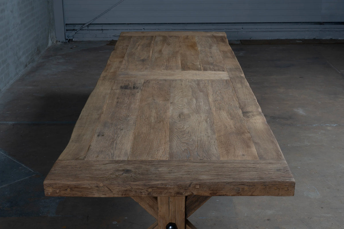 Oud eiken kloostertafel Grindelwald – Tafelblad 7cm dik - H020