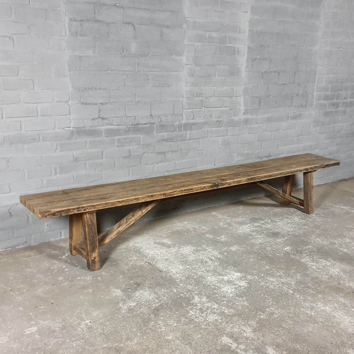Eetkamerbank van oud eikenhout - landelijk - op maat - Z007-B