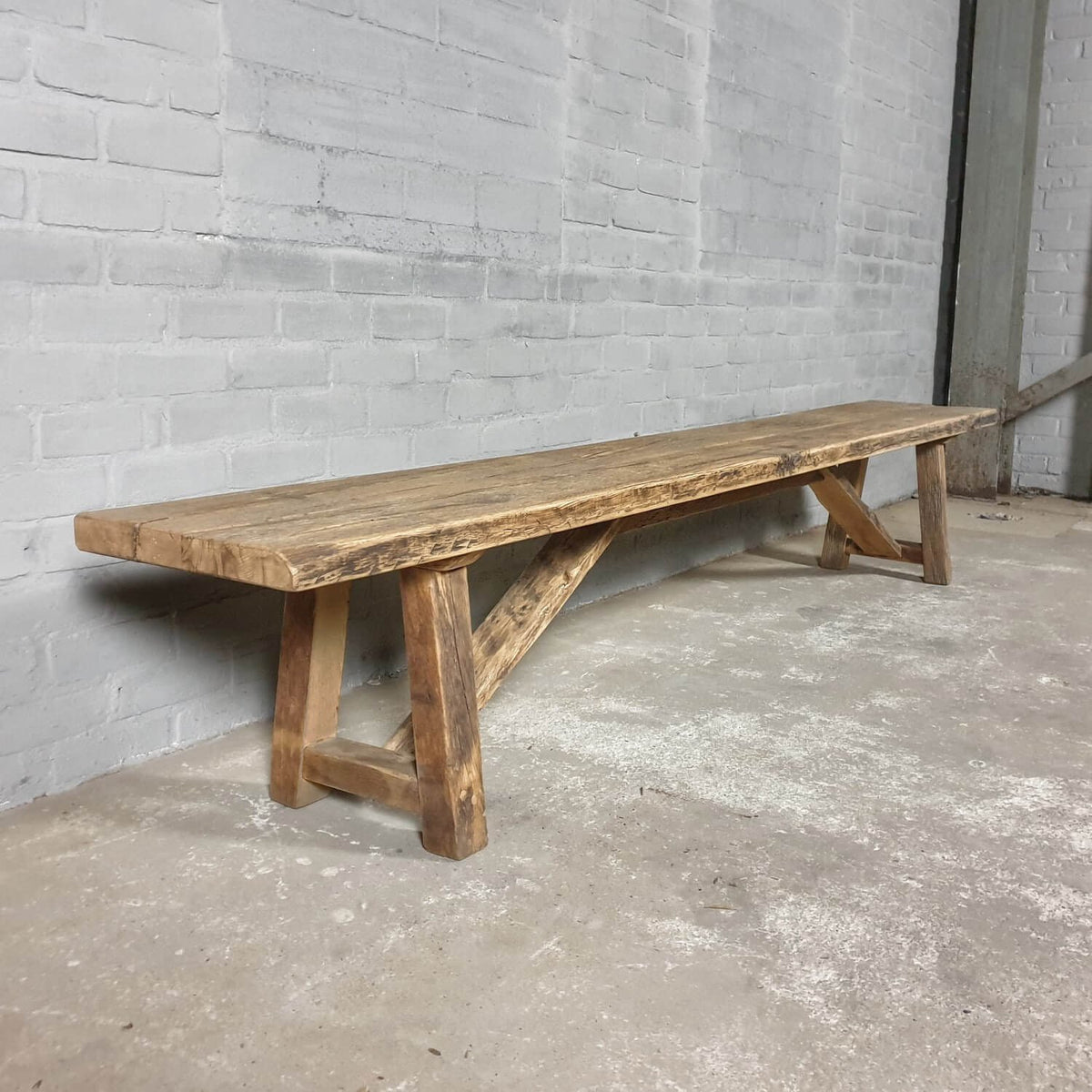 Eetkamerbank van oud eikenhout - landelijk - op maat - Z007-B