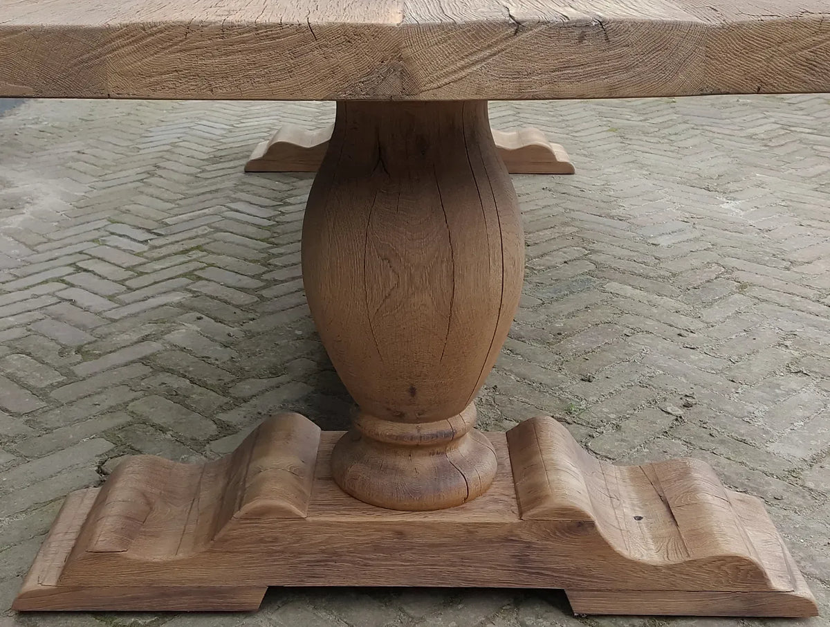 Massief eiken Kloostertafel in landelijke stijl 7cm dik - Tiron - Z001