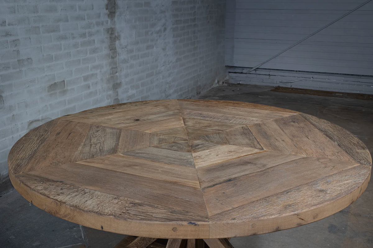 Ronde kloostertafel Basel van oud eikenhout - Z017