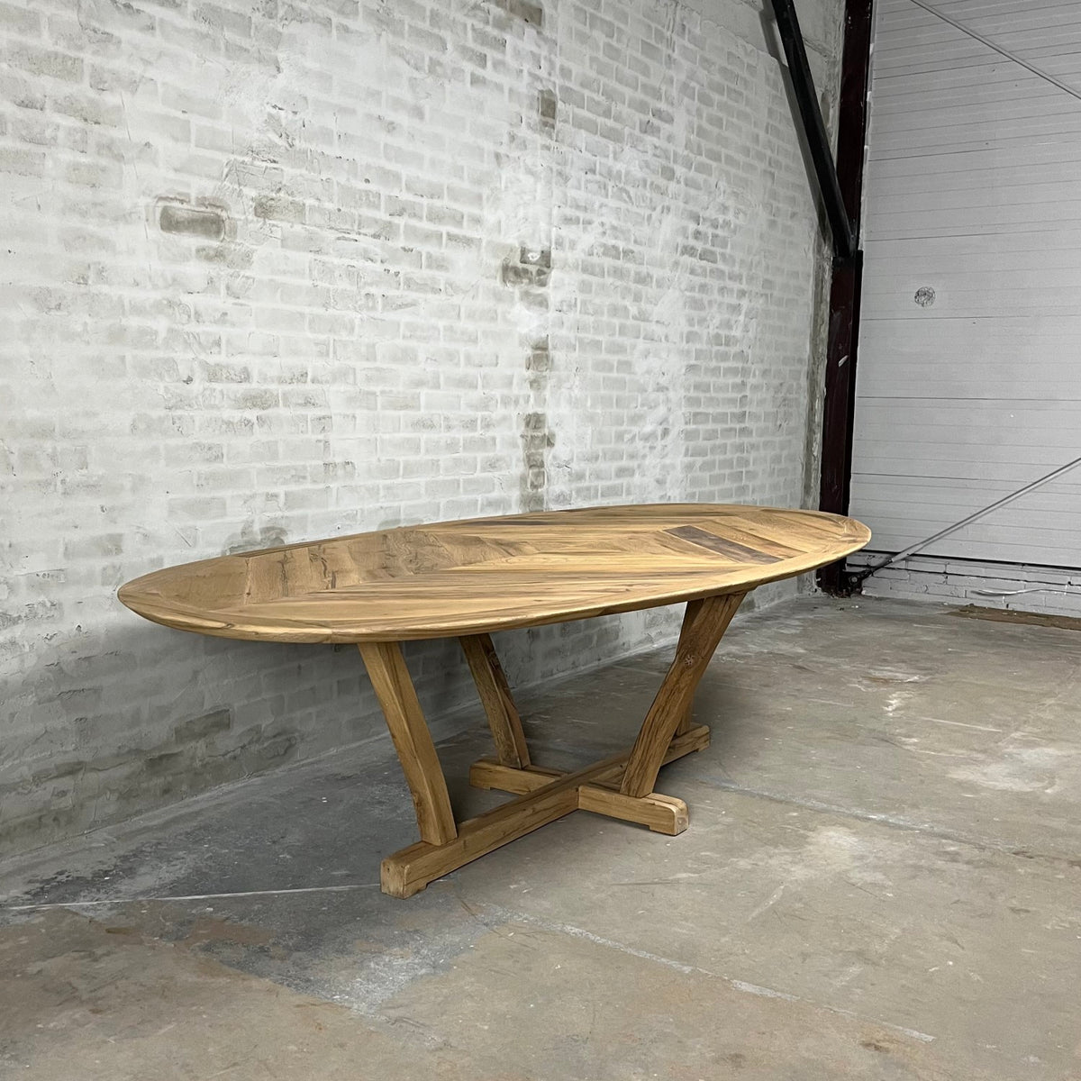 Ovale oud eiken eettafel Deco - Op voorraad - H005