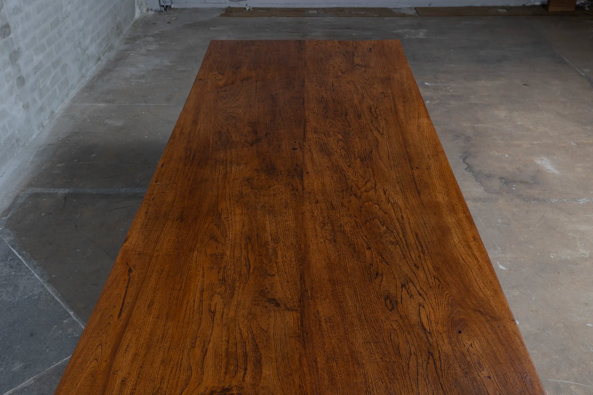 Antieke eettafel van inlands hardhout - natuurlijke kleur - C001