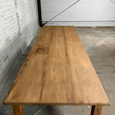 Antieke eettafel van inlands hardhout - natuurlijke kleur - C008