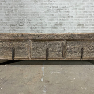 Groot chinees dressoir en tv-meubel van oud iepenhout - D034