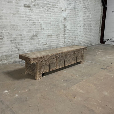 Groot chinees dressoir en tv-meubel van oud iepenhout - D034