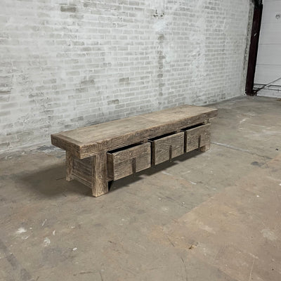 Groot chinees dressoir en tv-meubel van oud iepenhout - D034