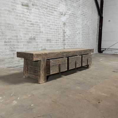 Groot chinees dressoir en tv-meubel van oud iepenhout - D034