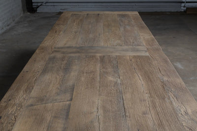 Industriële oud eiken eettafel in hoogte verstelbaar – DT02