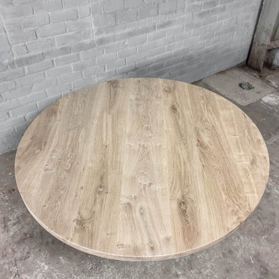 Ronde eiken eettafel in hoogte verstelbaar - industrieel design - DT34