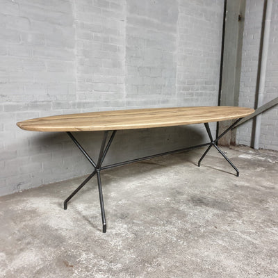Eiken eettafel ovaal met facetrand op maat gemaakt - DT36