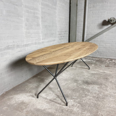 Eiken eettafel ovaal met facetrand op maat gemaakt - DT36