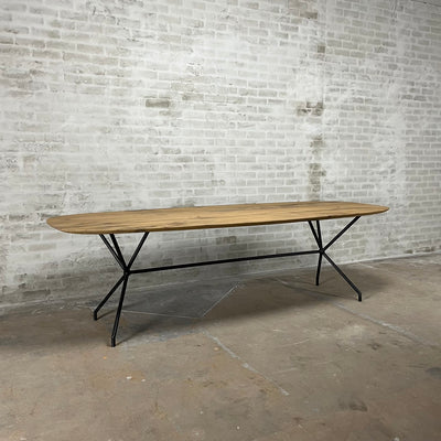 Deens ovaal eiken eettafel met facetrand - op maat gemaakt