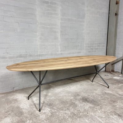 Eiken eettafel ovaal met facetrand op maat gemaakt - DT36