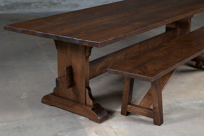 Donkere eikenhouten eettafel van rustieke planken – G002-D