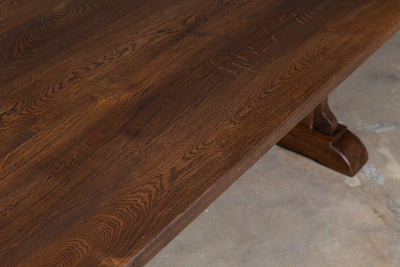 Donkere eikenhouten eettafel van rustieke planken – G002-D