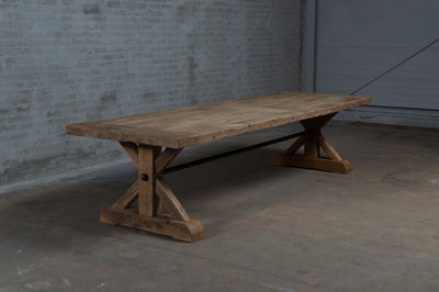 Oud eiken kloostertafel Grindelwald – Tafelblad 7cm dik - H020
