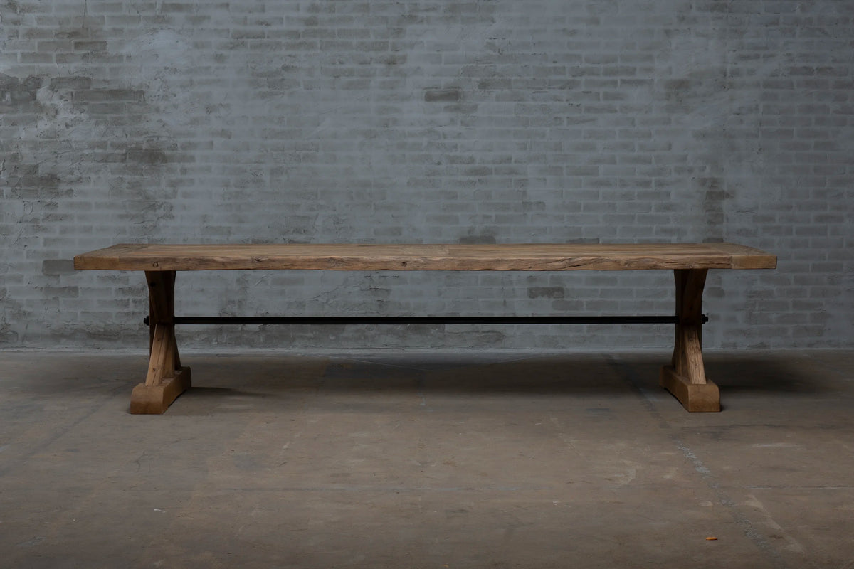 Oud eiken kloostertafel Grindelwald – Tafelblad 7cm dik - H020