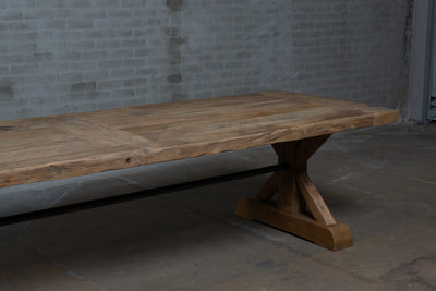 Oud eiken kloostertafel Grindelwald – Tafelblad 7cm dik - H020