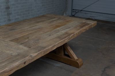 Oud eiken kloostertafel Grindelwald – Tafelblad 7cm dik - H020