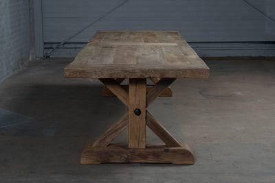 Oud eiken kloostertafel Grindelwald – Tafelblad 7cm dik - H020