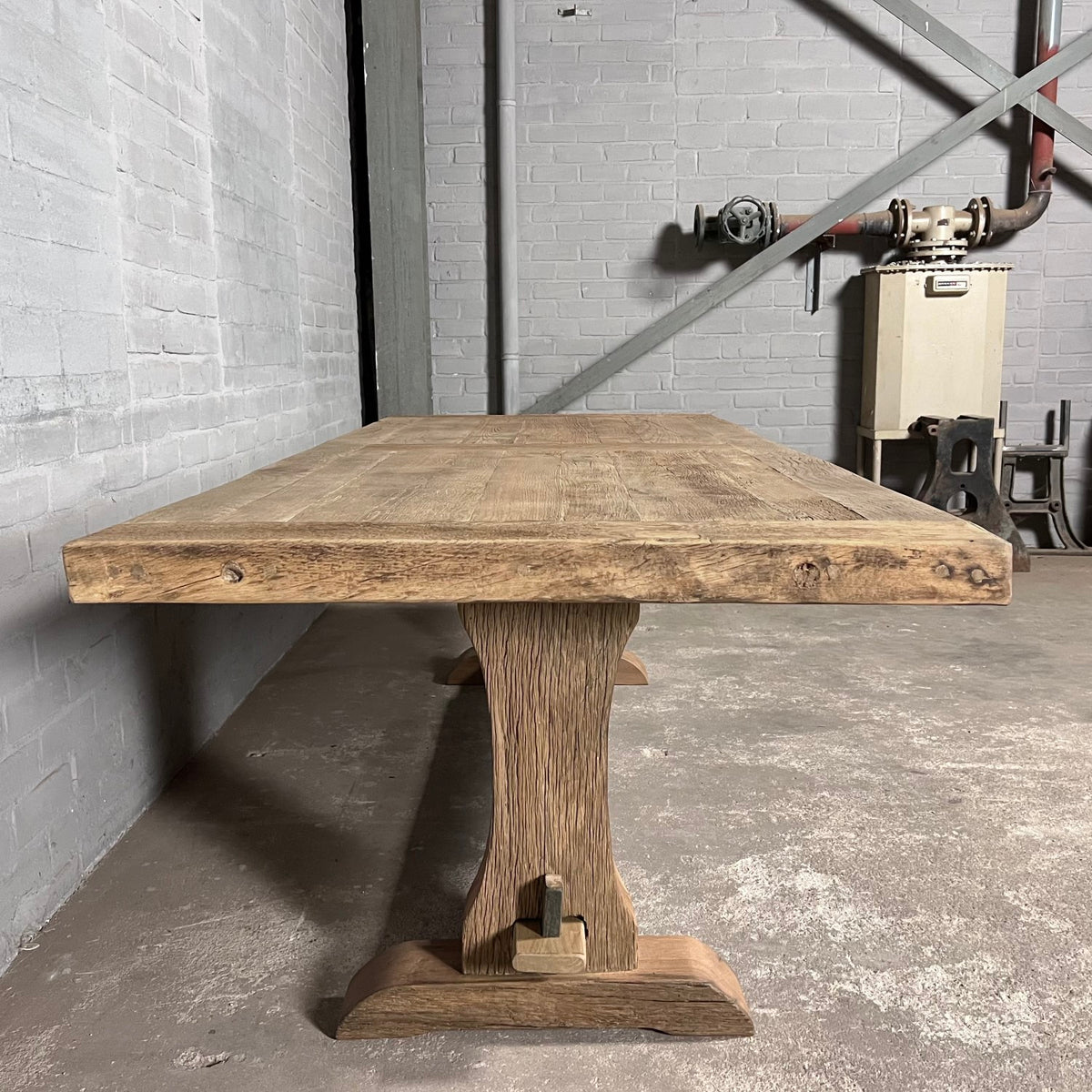 Oud eiken Kloostertafel Luzern - Op maat - Dik tafelblad - Z031