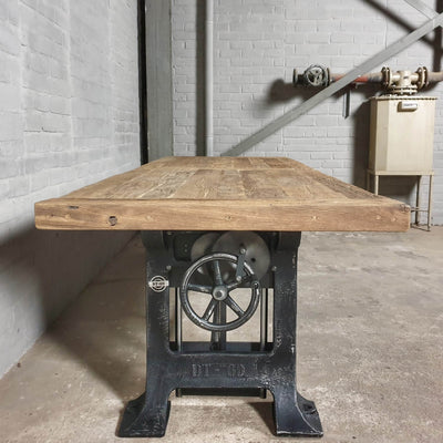 Eettafel industrieel - oud eiken tafelblad - verstelbaar in hoogte - LIM26