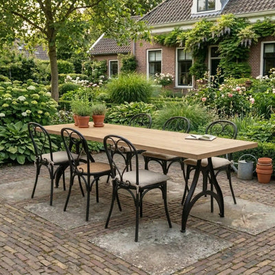 Houten Tuintafel op maat - Gietijzeren tafelpoten - T21