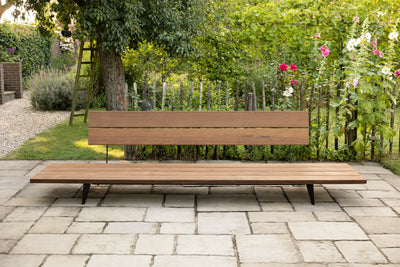 Moderne houten tuinbank met ijzeren onderstel - TB01