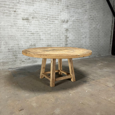 Ronde eiken kloostertafel Lugano op maat verkrijgbaar