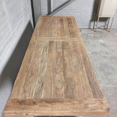 Hoogte verstelbare eettafel - oud eiken onderstel - Z015