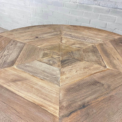 Industriële ronde eettafel van eikenhout - hoogte verstelbaar - IND673