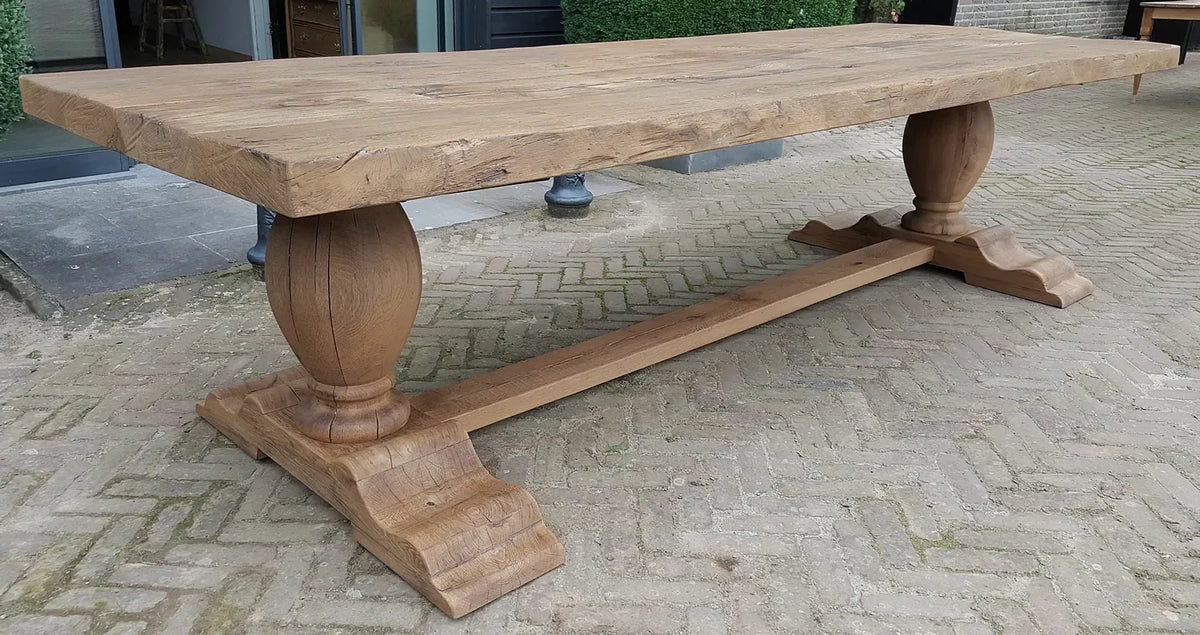 Massief eiken Kloostertafel in landelijke stijl 7cm dik - Tiron - Z001