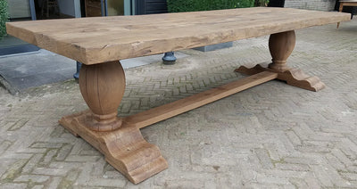 Massief eiken Kloostertafel in landelijke stijl 7cm dik - Tiron - Z001