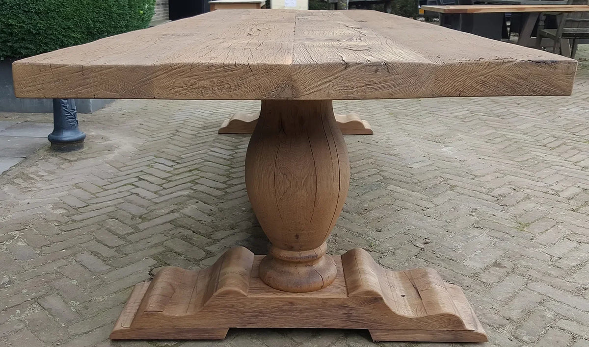 Massief eiken Kloostertafel in landelijke stijl 7cm dik - Tiron - Z001
