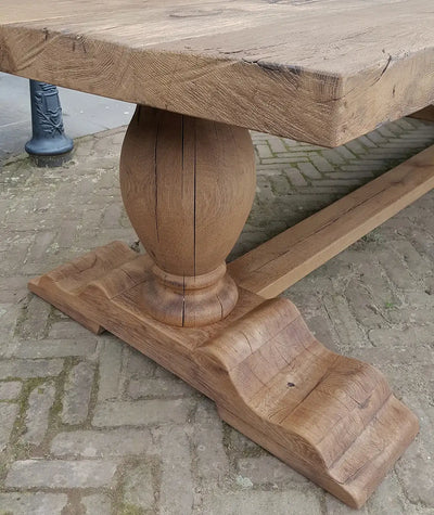 Massief eiken Kloostertafel in landelijke stijl 7cm dik - Tiron - Z001