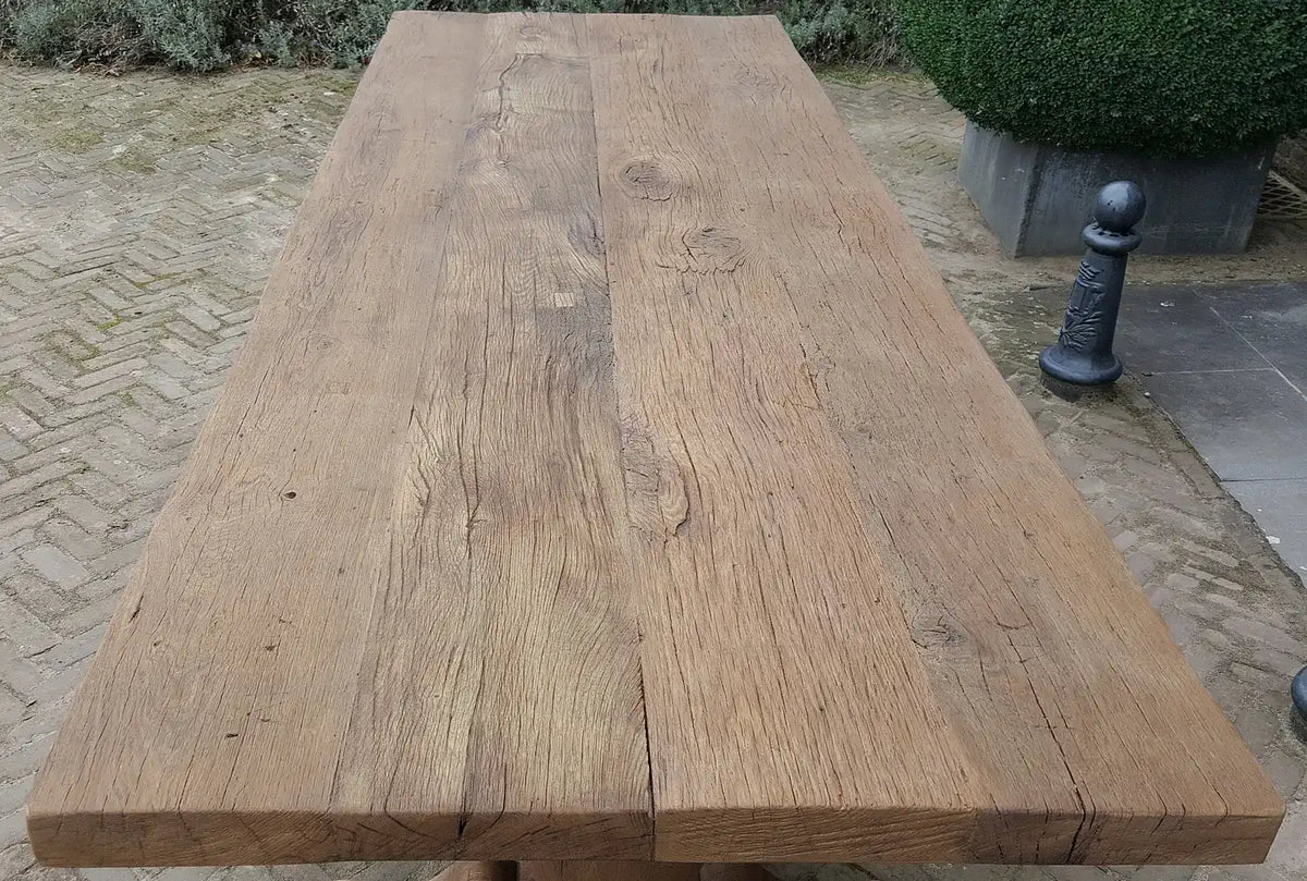 Massief eiken Kloostertafel in landelijke stijl 7cm dik - Tiron - Z001