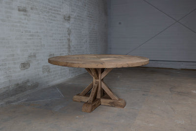 Ronde kloostertafel Basel van oud eikenhout - Z017