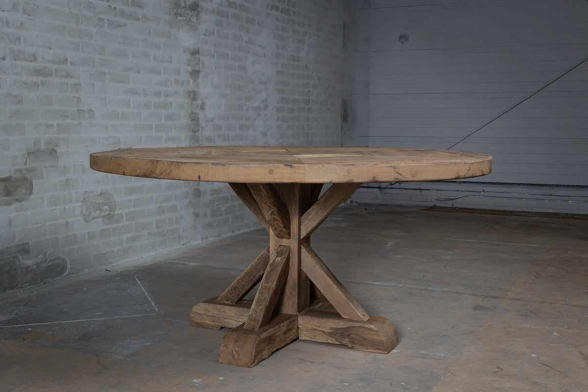 Ronde kloostertafel Basel van oud eikenhout - Z017