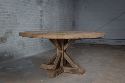 Ronde kloostertafel Basel van oud eikenhout - Z017