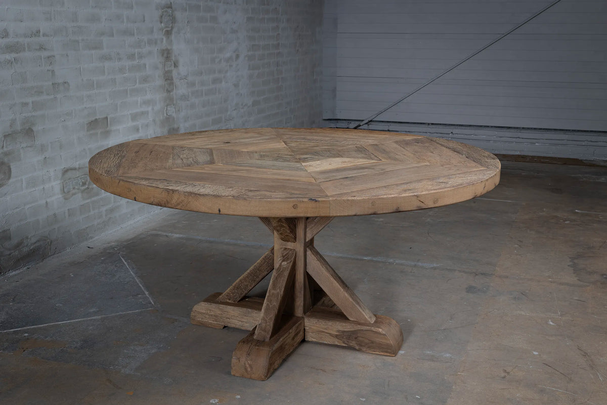 Ronde kloostertafel Basel van oud eikenhout - Z017