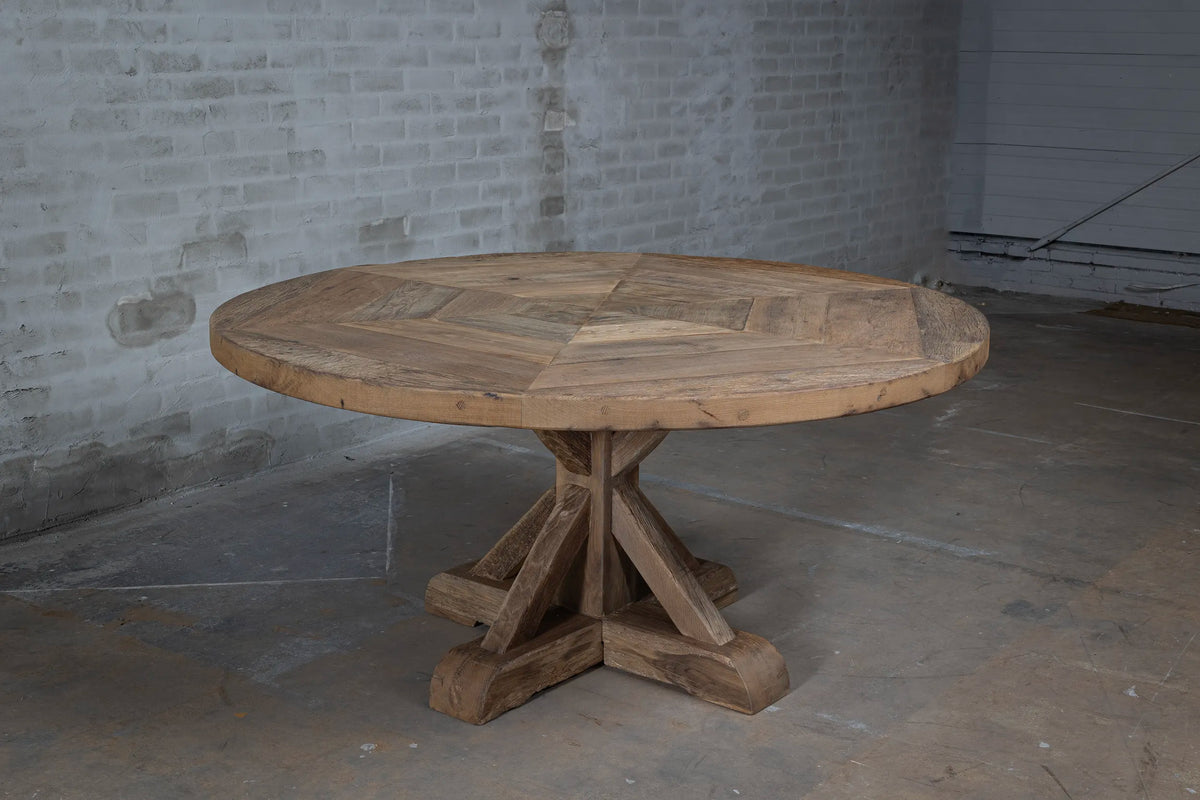 Ronde kloostertafel Basel van oud eikenhout - Z017