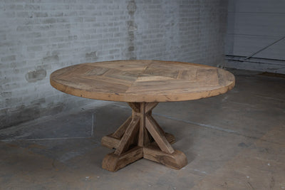 Ronde kloostertafel Basel van oud eikenhout - Z017