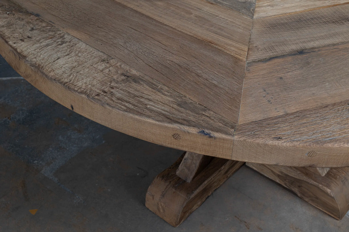 Ronde kloostertafel Basel van oud eikenhout - Z017