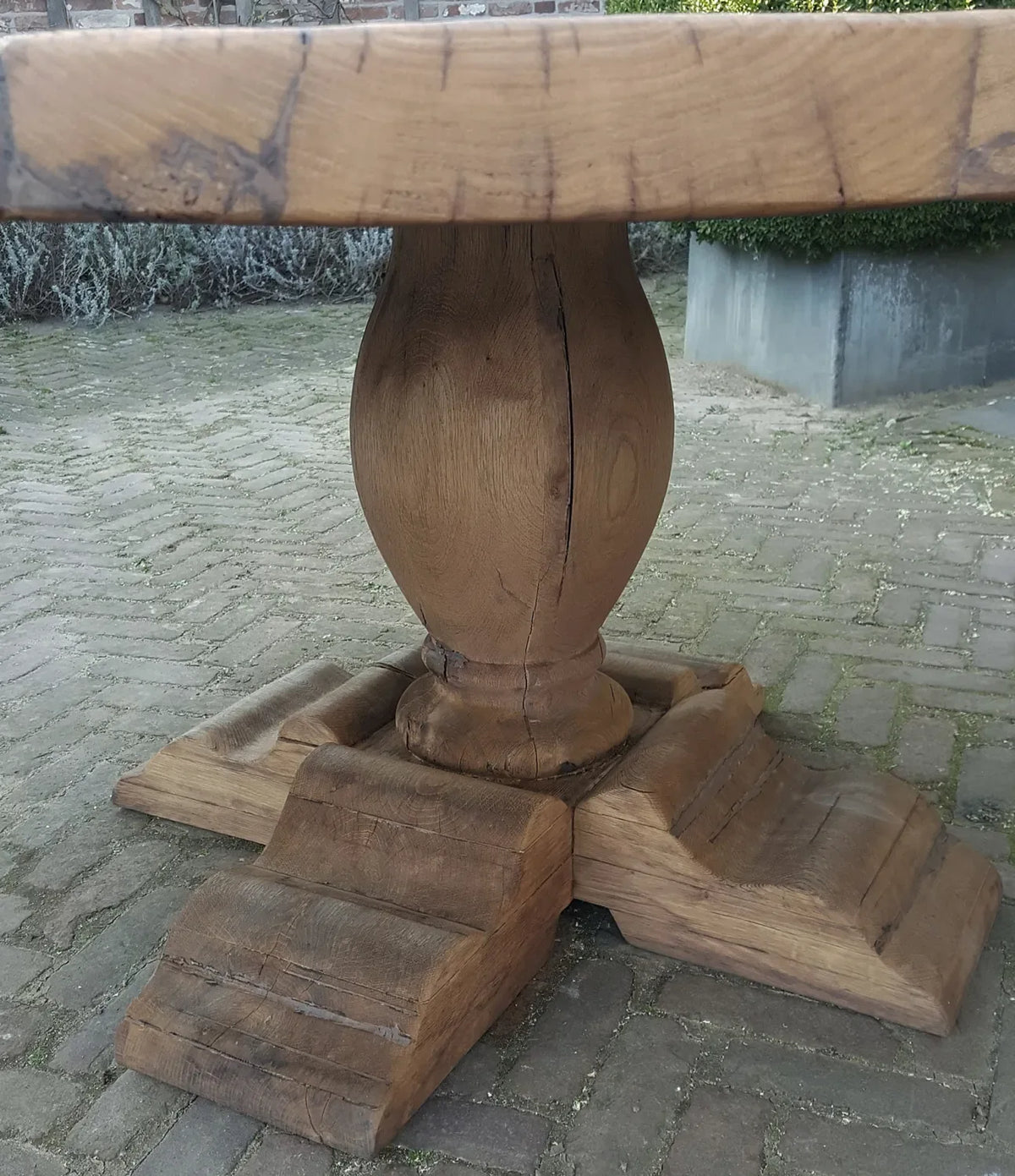 Ronde kloostertafel van massief oud eikenhout - Cluny - Z020
