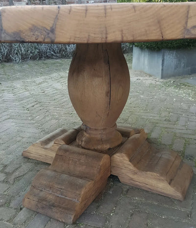 Ronde kloostertafel van massief oud eikenhout - Cluny - Z020