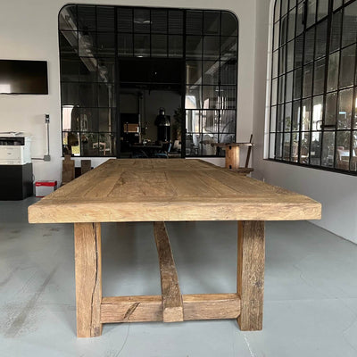 Robuuste Kloostertafel Ulm - Duurzaam oud eiken 7cm dik - Z027