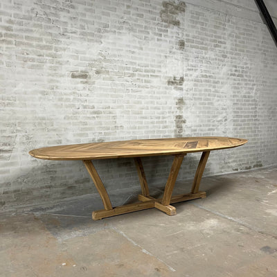 Ovale oud eiken eettafel Deco - Op voorraad - H005
