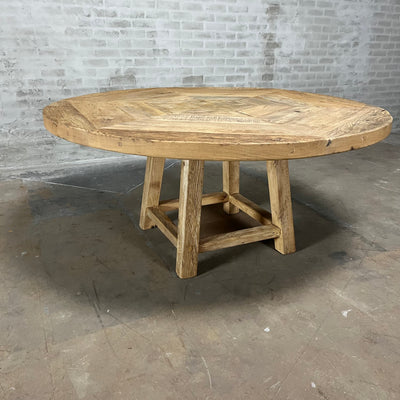 Ronde kloostertafel Lugano van oud eikenhout - Landelijk - Z034